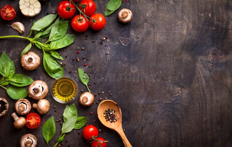 Raw Ingredients for Cooking Stock Image - Image of dark, overlay: 98450145