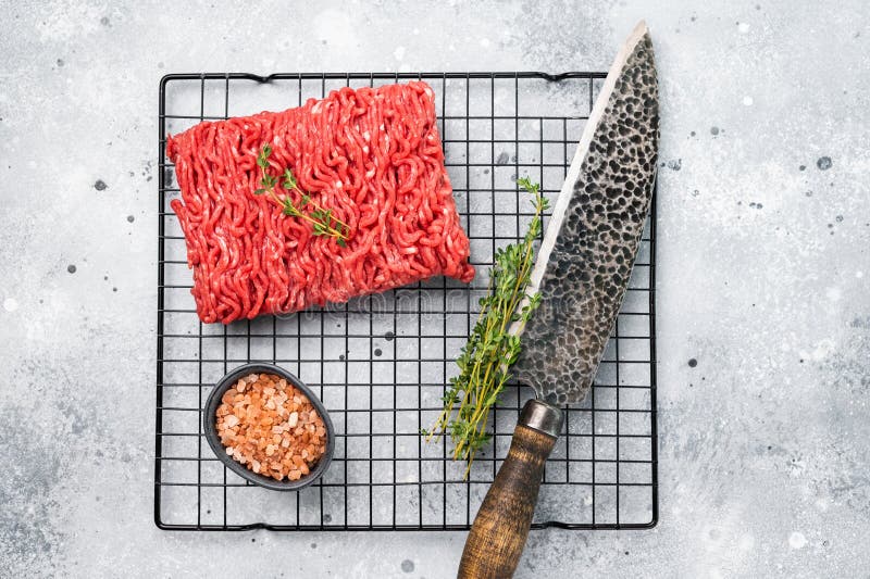 Raw Lamb and Beef Mince Meat, Mincemeat, Ready for Cooking. Stock Photo