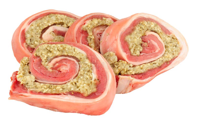 Raw Lamb Breast Meat with Stuffing Stock Image Image of isolated