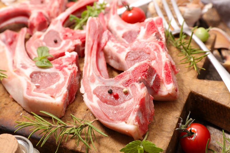 Raw lamb chop stock image. Image of pepper, meat, barbecue 99228325