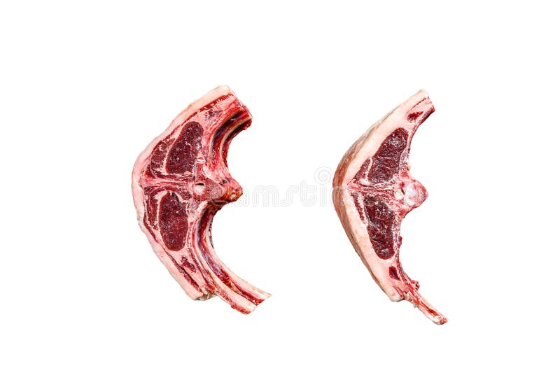 Raw Lamb Cutlets Fresh Cut . Isolated on White Background. Stock Image
