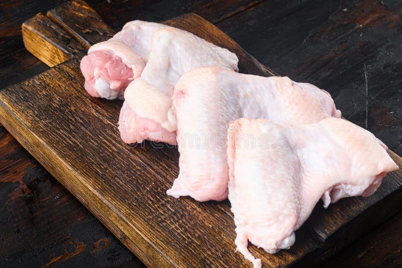 Raw Meat. Chicken Wings, on Wooden Cutting Board Stock Photo Image of