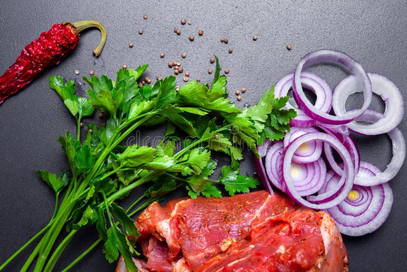 Raw Meat and Vegetable Ingredients Stock Image Image of fillet