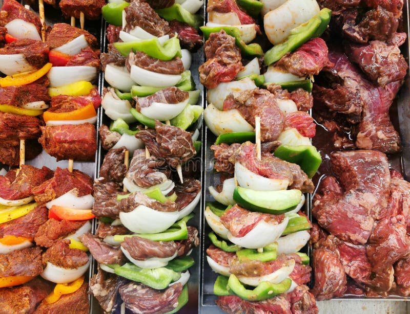 Raw Meat and Vegetable Prepared for Grill Stock Image Image of macro
