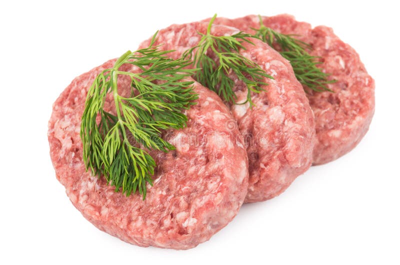 Raw Meatballs of Ground Beef with Dill Stock Image Image of isolated