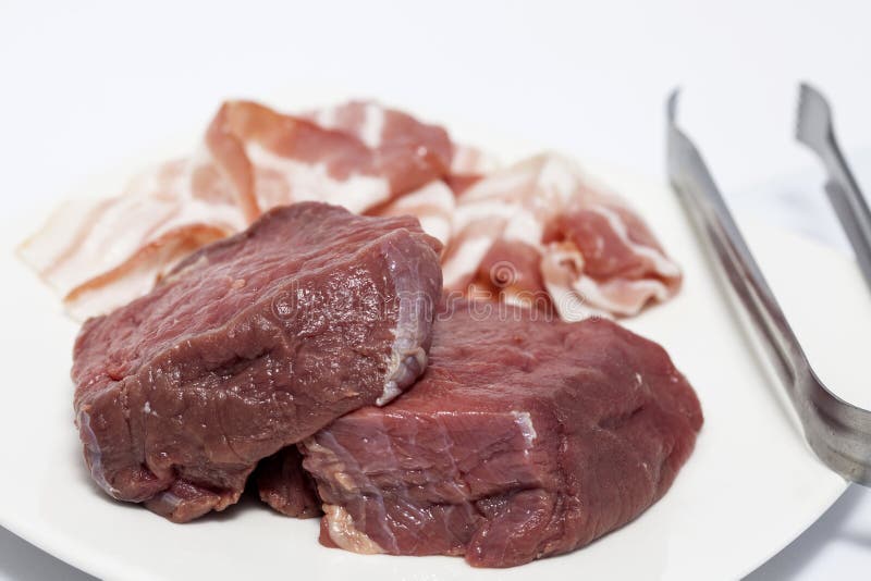 Medallions of Beef with Mushrooms in the Frying Pan. Stock Image