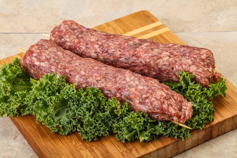 Raw Minced Beef Kebab Skewer Stock Image Image of ingredient