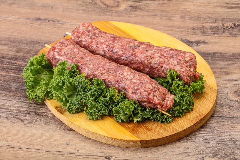 Raw Minced Beef Kebab Skewer Stock Photo Image of traditional, board