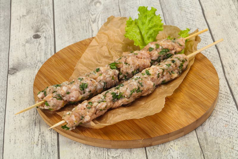 Raw Minced Pork Skewer Kebab for Grill Stock Image Image of kebab