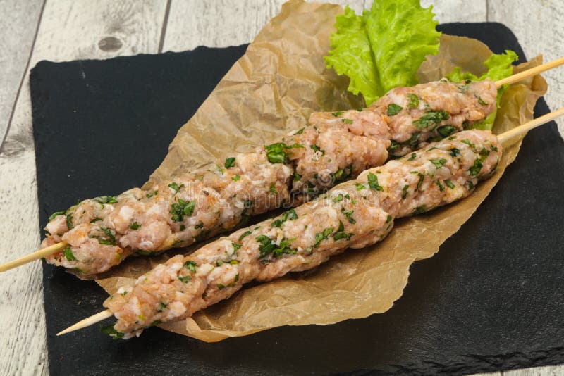 Raw Minced Pork Skewer Kebab for Grill Stock Image Image of spices