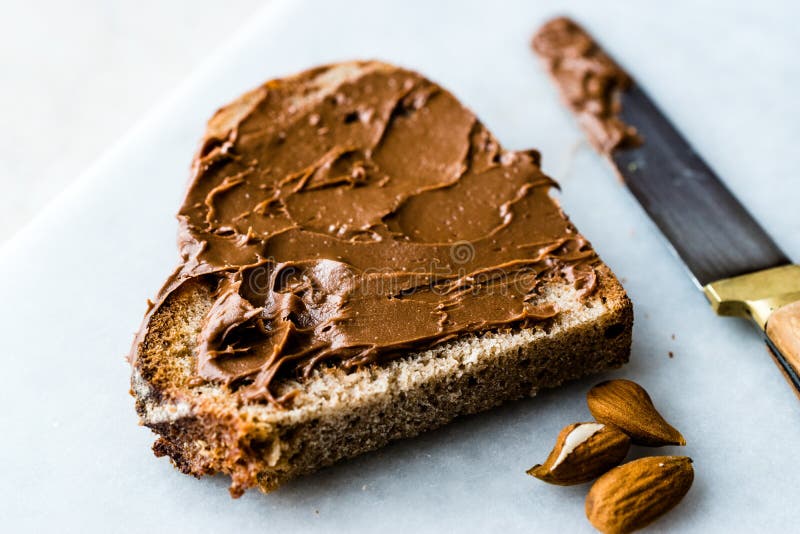 Raw Organic Almond Butter Cream with Bread Stock Photo Image of brown