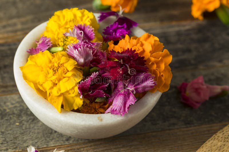 Raw Organic Edible Flowers stock photo. Image of eating 91423234