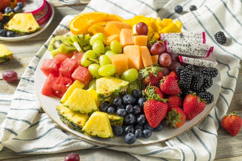Raw Organic Fruit Platter stock image. Image of food 115885955