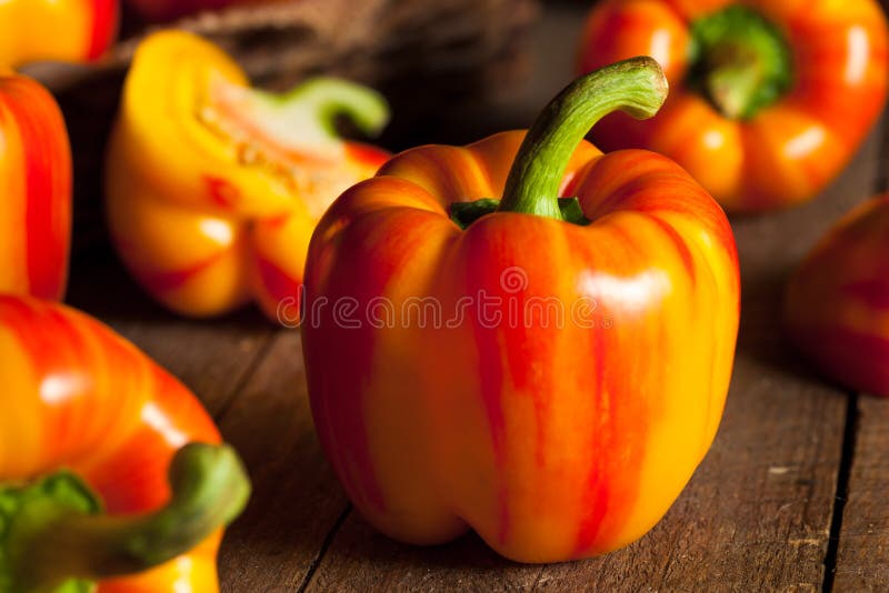 Raw Organic Striped Red Bell Pepper Stock Photo Image of stack, ripe