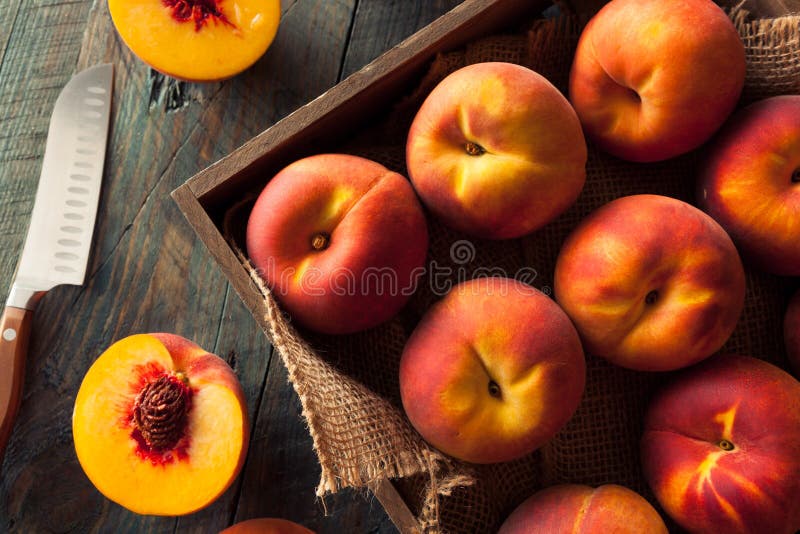 Raw Organic Yellow Peaches stock image. Image of core 58234707
