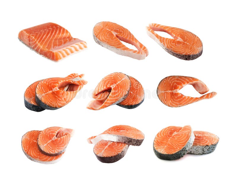 Raw Pink Salmon Steak, Red Fish, Chum or Trout Fillet Cut Out Stock Image -  Image of fresh, portion: 143651191