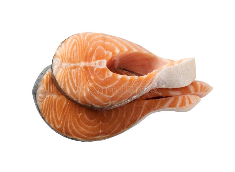 Raw Pink Salmon Steak, Red Fish, Chum or Trout Fillet Cut Out Stock Photo -  Image of clipping, meat: 130360366