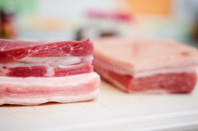 Raw pork belly stock photo. Image of wood, belly, preservation 50365496