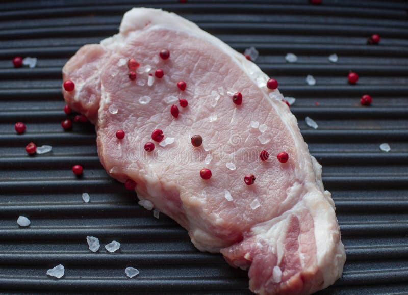 Raw Pork Chop on the Grill Pan Stock Image Image of dinner, chops