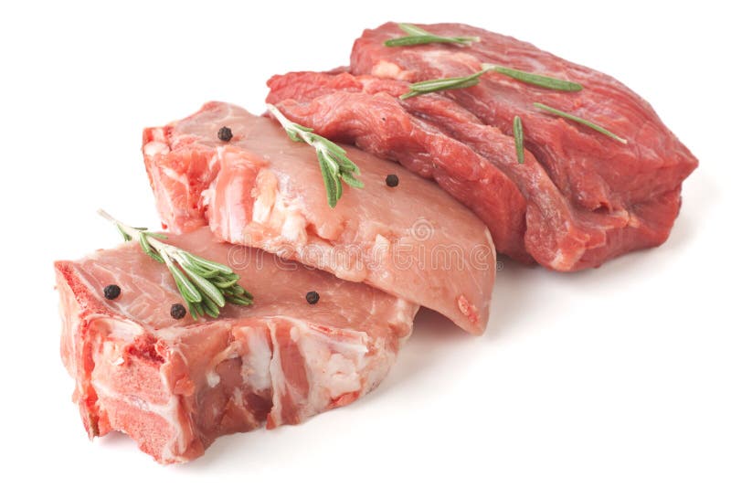 Raw Pork Chops and Beef