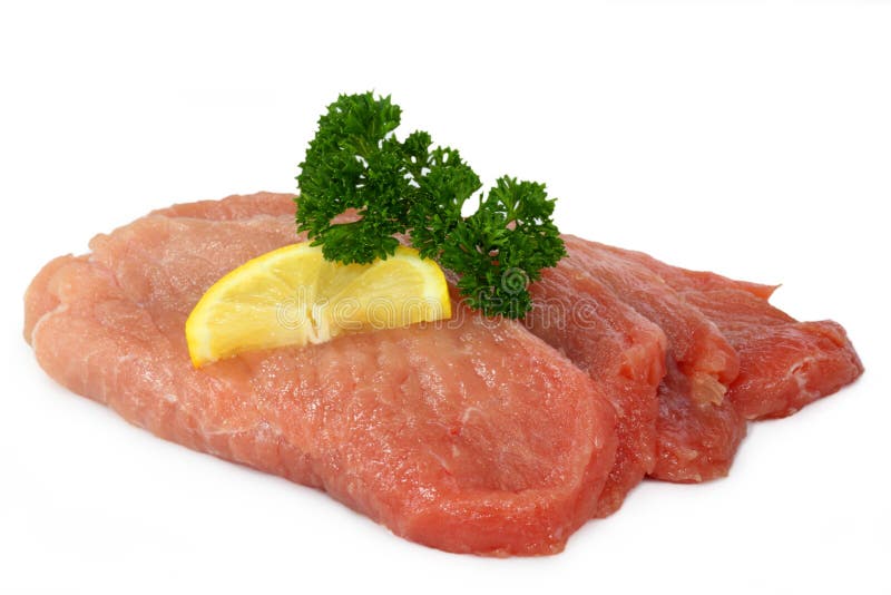 Raw pork cutlet schnitzel