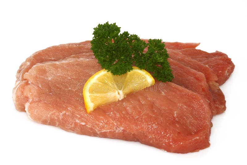 Raw pork cutlet schnitzel