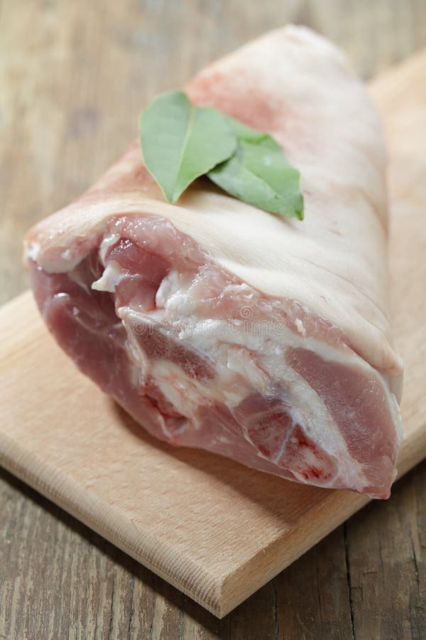 Raw pork knuckle stock image. Image of macro, pink, leaf 22104165