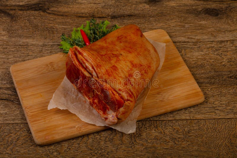 Raw pork knuckle stock image. Image of skin, spices 144652395
