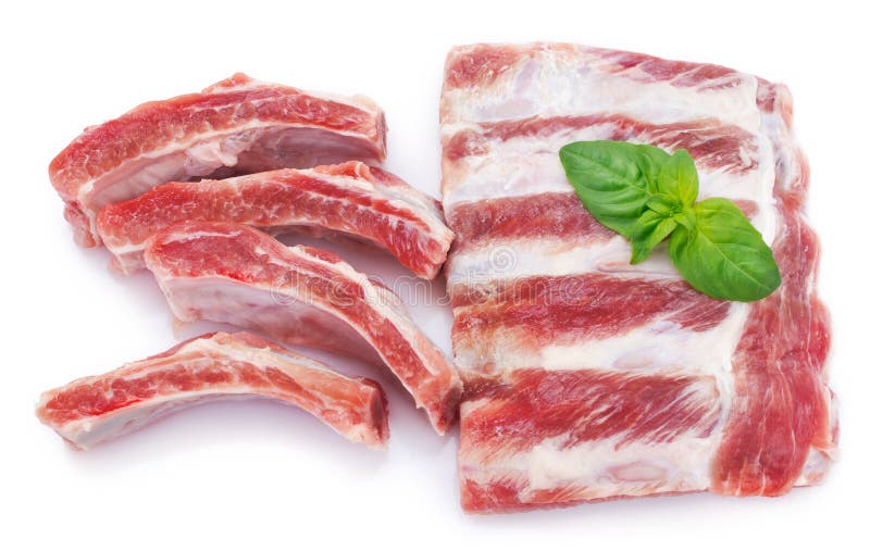 Raw Pork Ribs on White Background Stock Photo Image of meal
