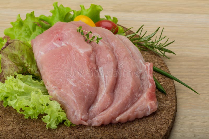 Raw pork schnitzel