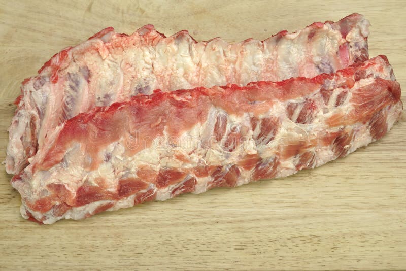 Raw Pork Spareribs Close-Up