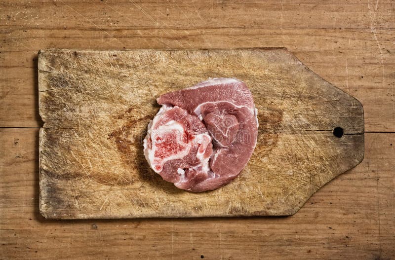 pork raw meat on a cutting board, Stock image