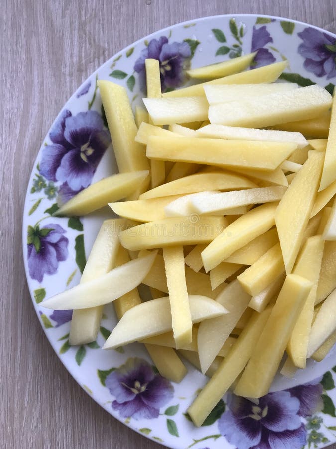 Raw Potatoes Cut for Making French Fries Stock Image Image of