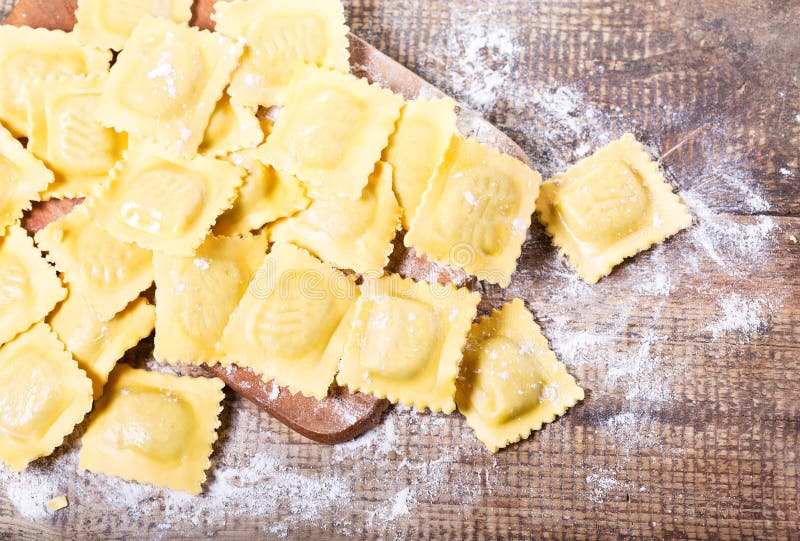 Raw ravioli with flour stock image. Image of flour, homemade 44364279
