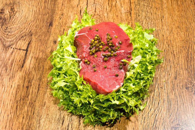 Raw Beef with Sald and Pepper Grains Stock Image Image of meat