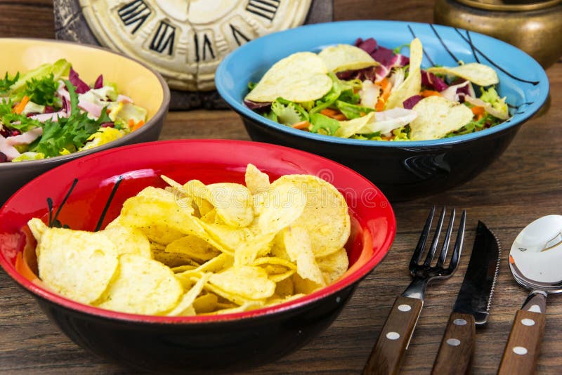 Raw Salad with Cheese Chips Stock Image Image of avocado, chicory