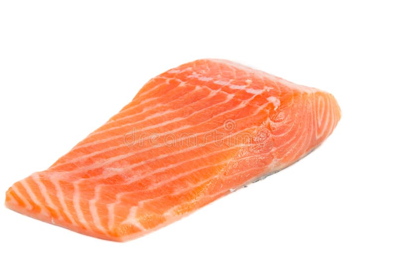 Raw Salmon Fillet Isolated On White Background Stock Photo - Image of ...