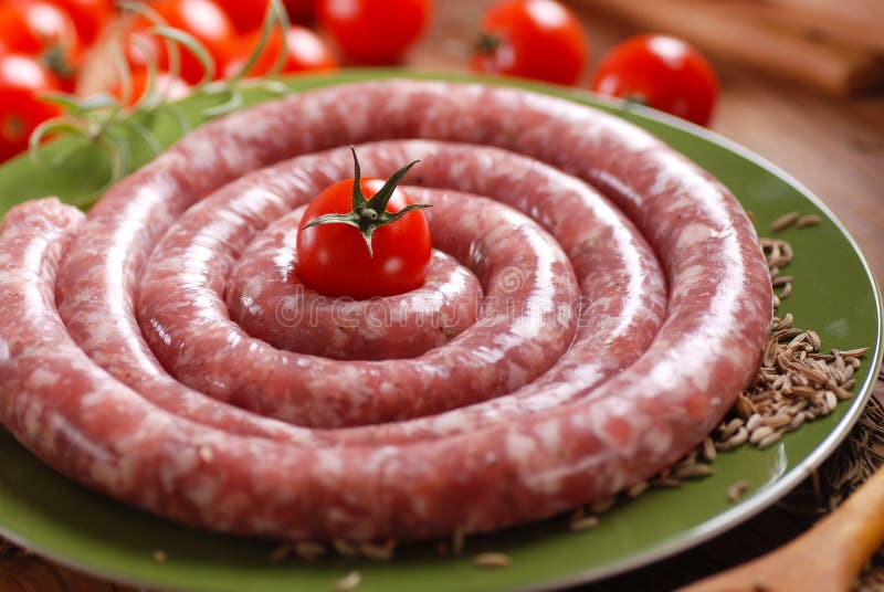 Raw Sausage with Fennel Seeds Stock Image Image of tomato, meat 48114547