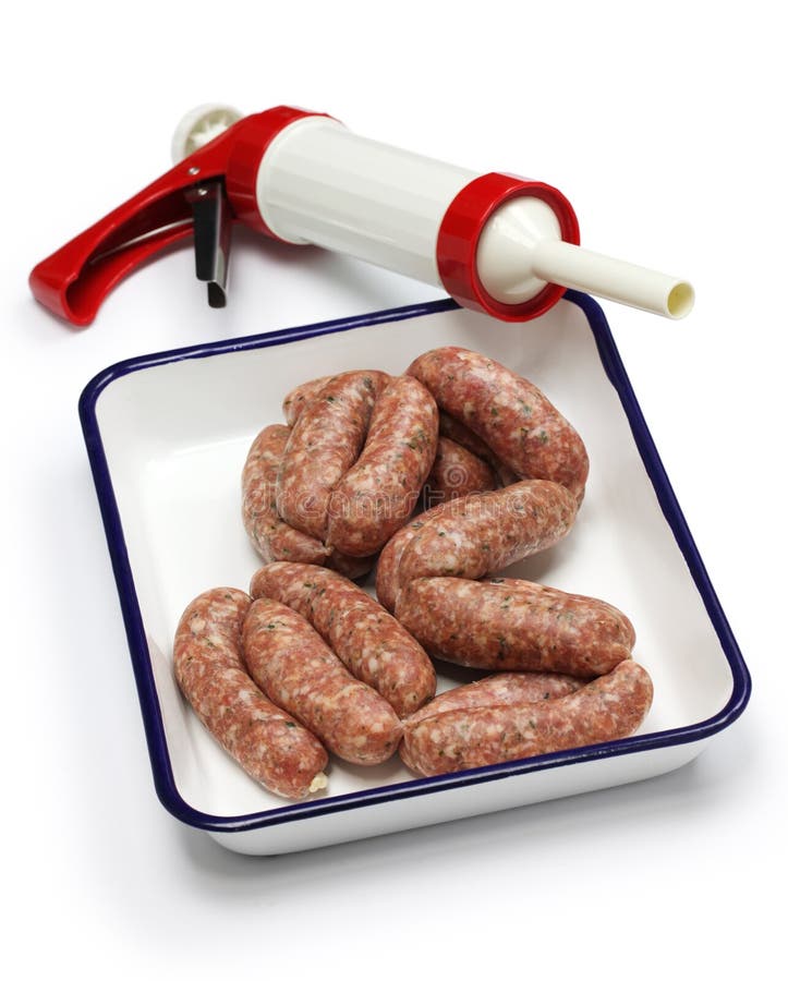 Raw Sausage and Sausage Maker Stock Image Image of meal, isolated