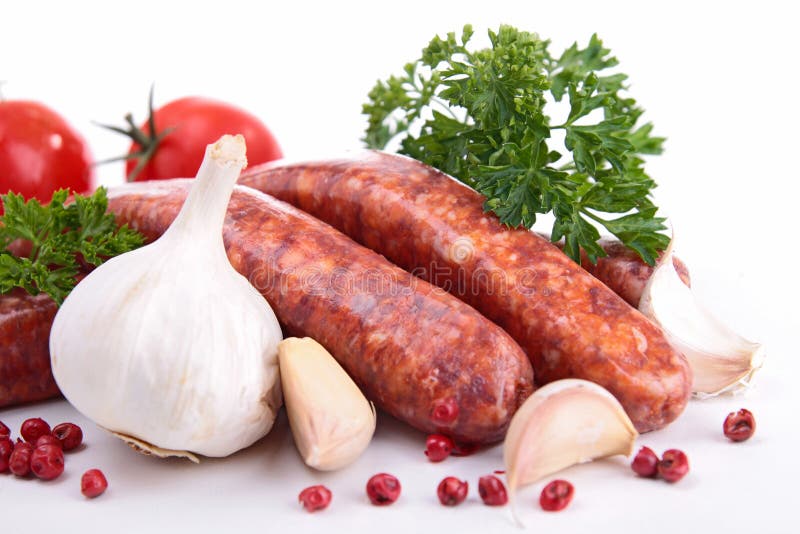 Raw Sausages and Ingredients Stock Photo Image of fresh, freshness