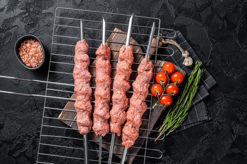 Raw Shish Kebab from Mince Lamb and Beef Meat, Turkish Adana Kebab on ...