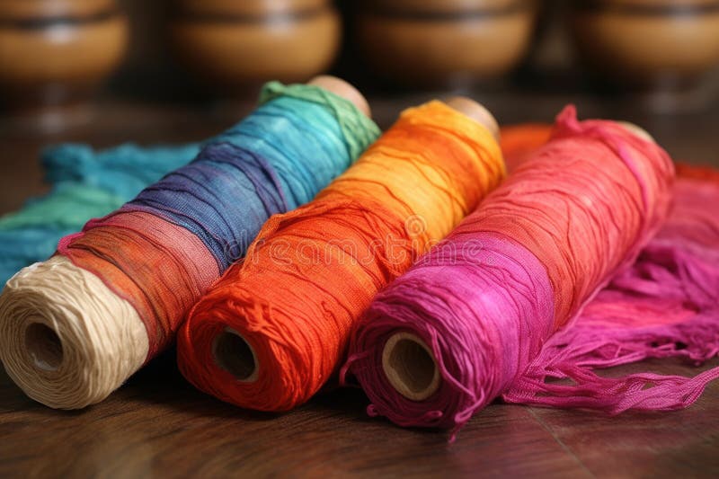 Hand Made Raw Silk Thread Stock Photo, Picture and Royalty Free Image.  Image 19429475.