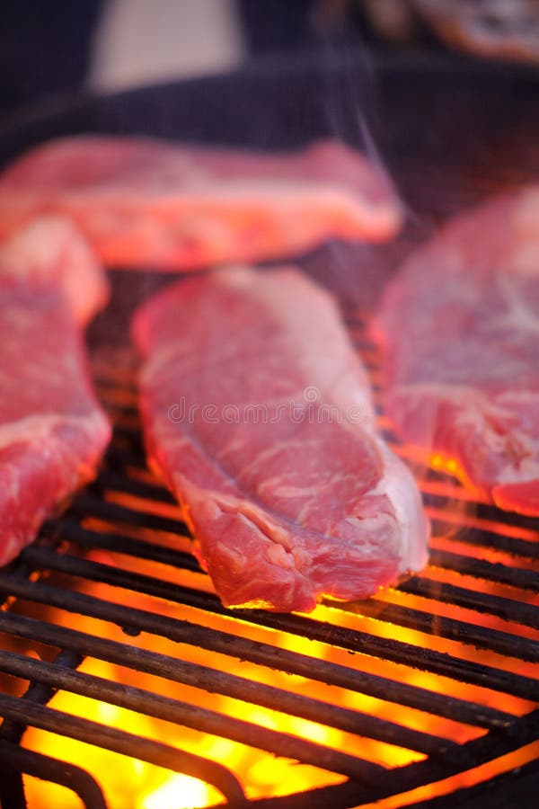 Raw Steaks on Grill Outdoors, Closeup Stock Photo Image of meal, steak 111666394