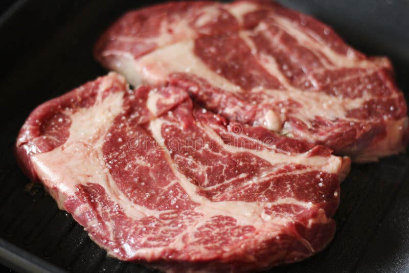 Raw Steaks Cooked on the Pan Stock Photo Image of cook, dinner 133760610