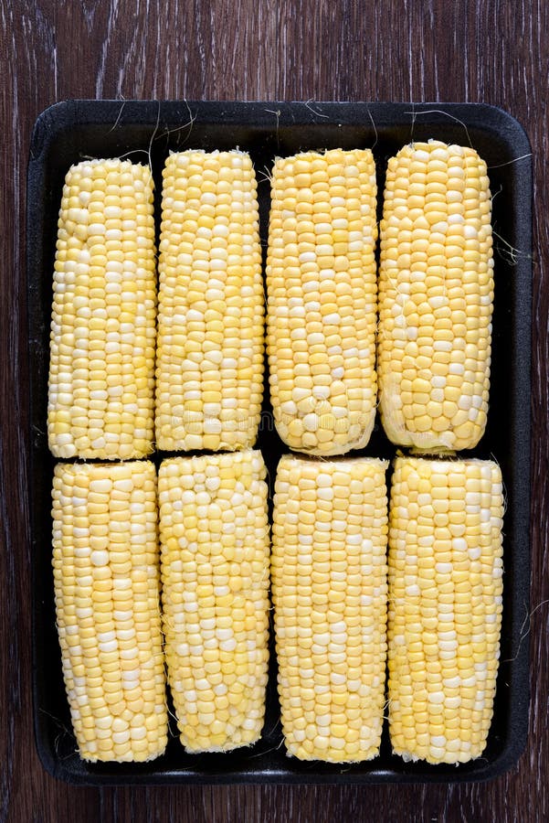 Raw Sweet Corn Shucked and Ready To Cook Stock Photo Image of organic, tray 165241010