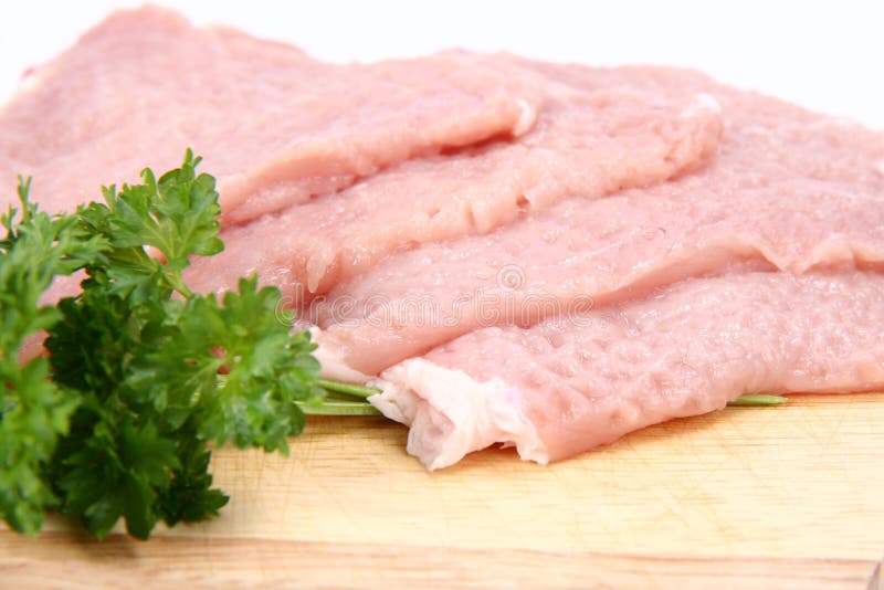 Raw tenderized pork chops