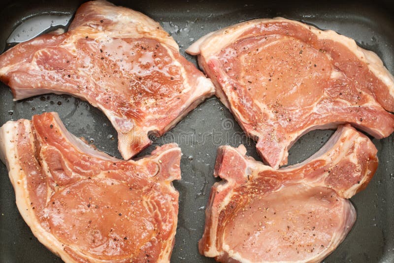 Raw Tomahawk Steaks on an Oven Tray Stock Image Image of roasted