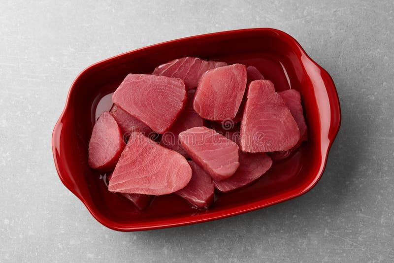 Raw Tuna Fish Slices in Deep Red Dish Stock Photo Image of tuna, slice 205093534
