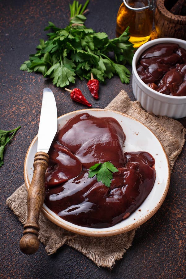 Raw Uncooked Liver And Spices For Cooking Stock Photo Image of cook, calves 121508866