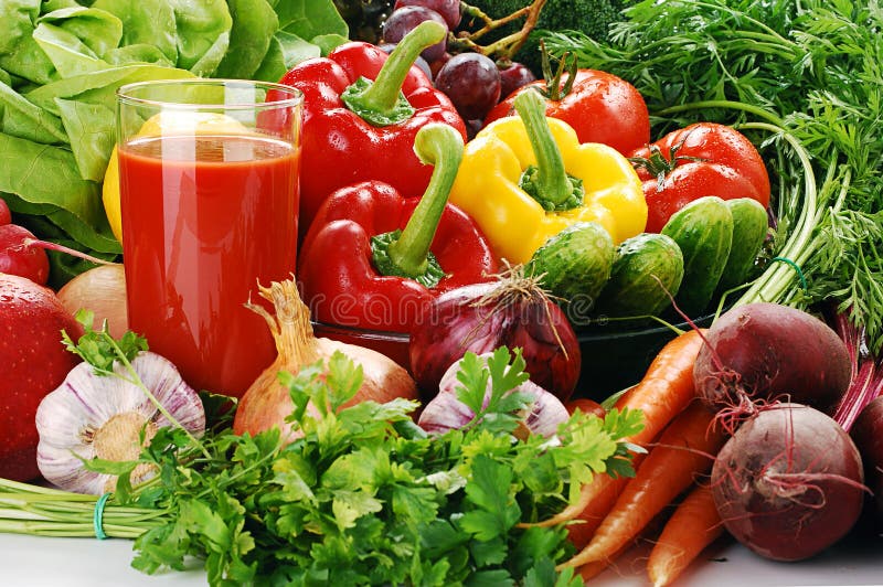Raw Vegetables and Glass of Juice Stock Photo Image of garden, nature